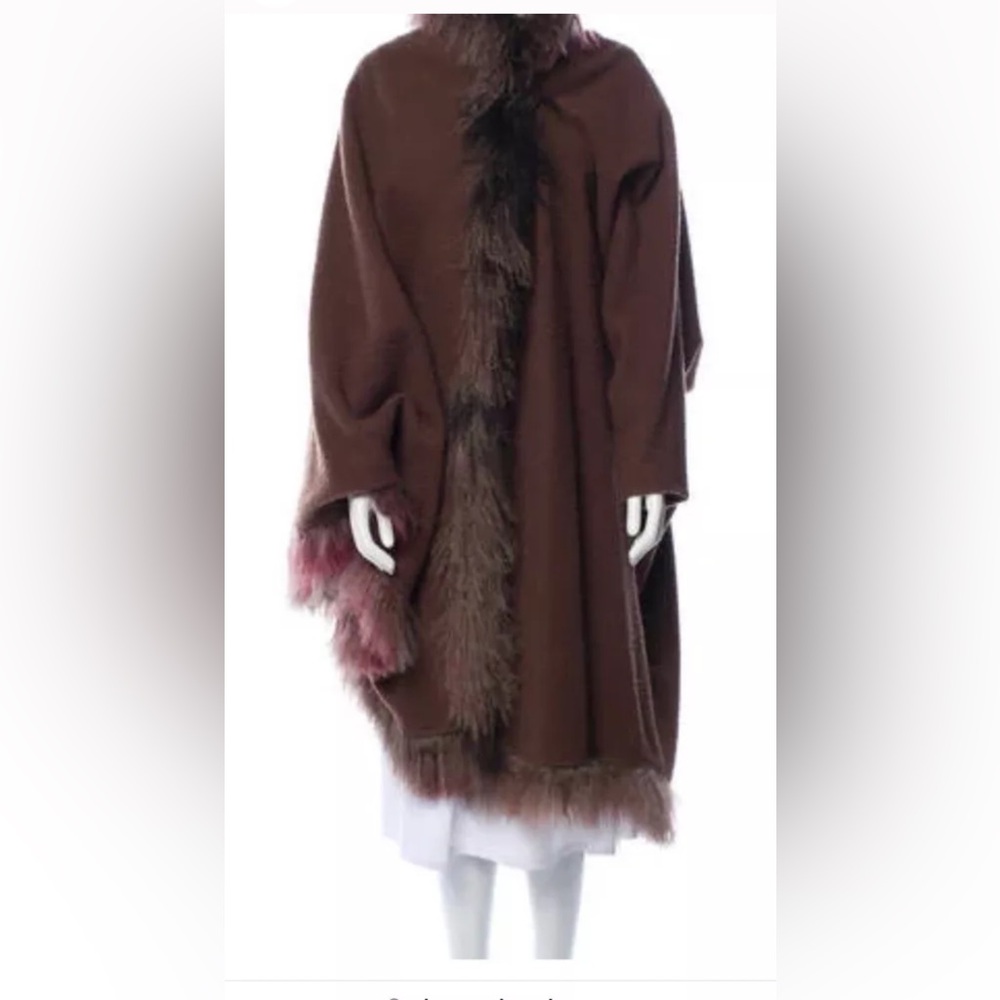 SOLD!💥VINTAGE 80s FENDI Wool Boucle WRAP / CAPE / COAT Brown